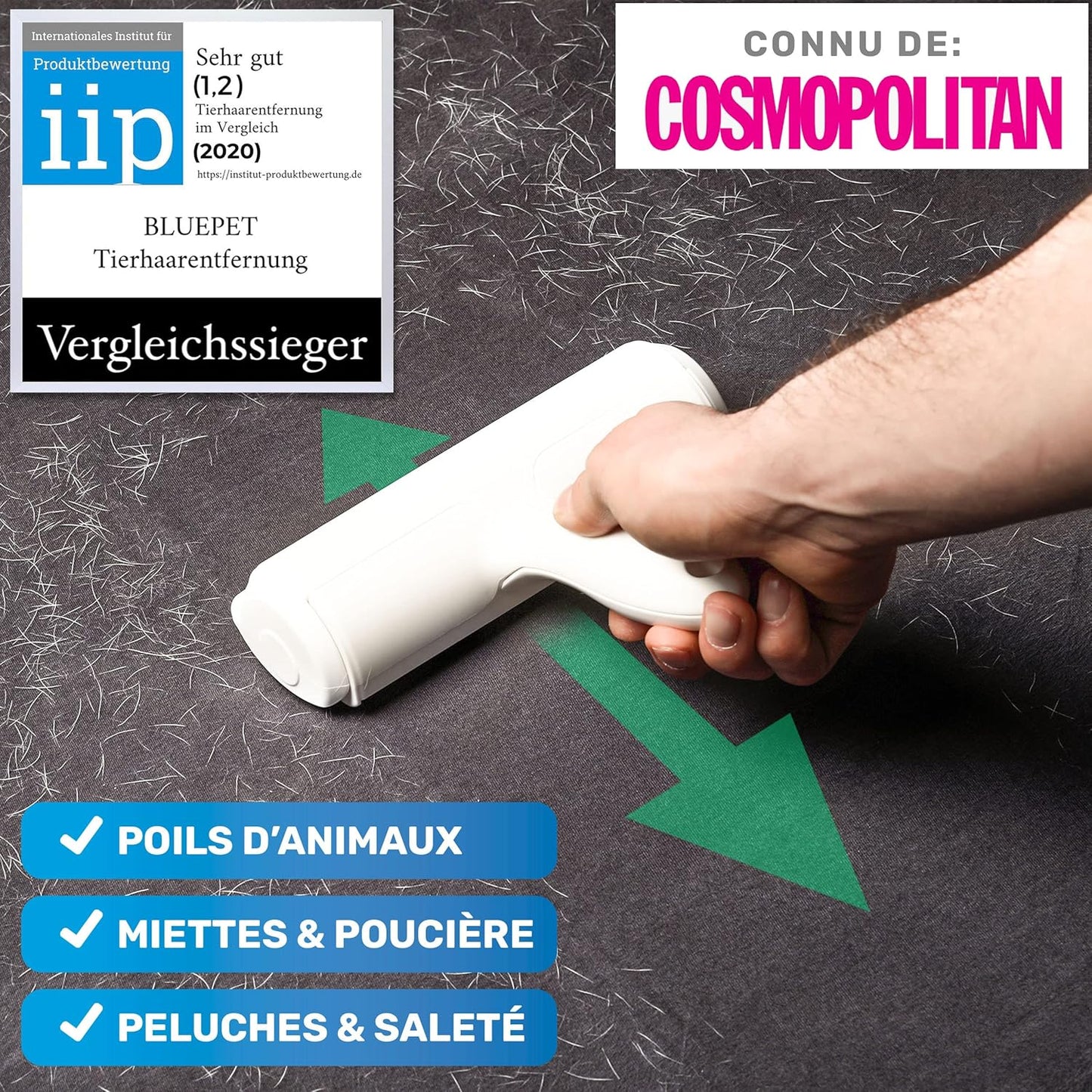 Rouleau Anti Poils Réutilisable pour Animaux, Élimine Facilement Poils