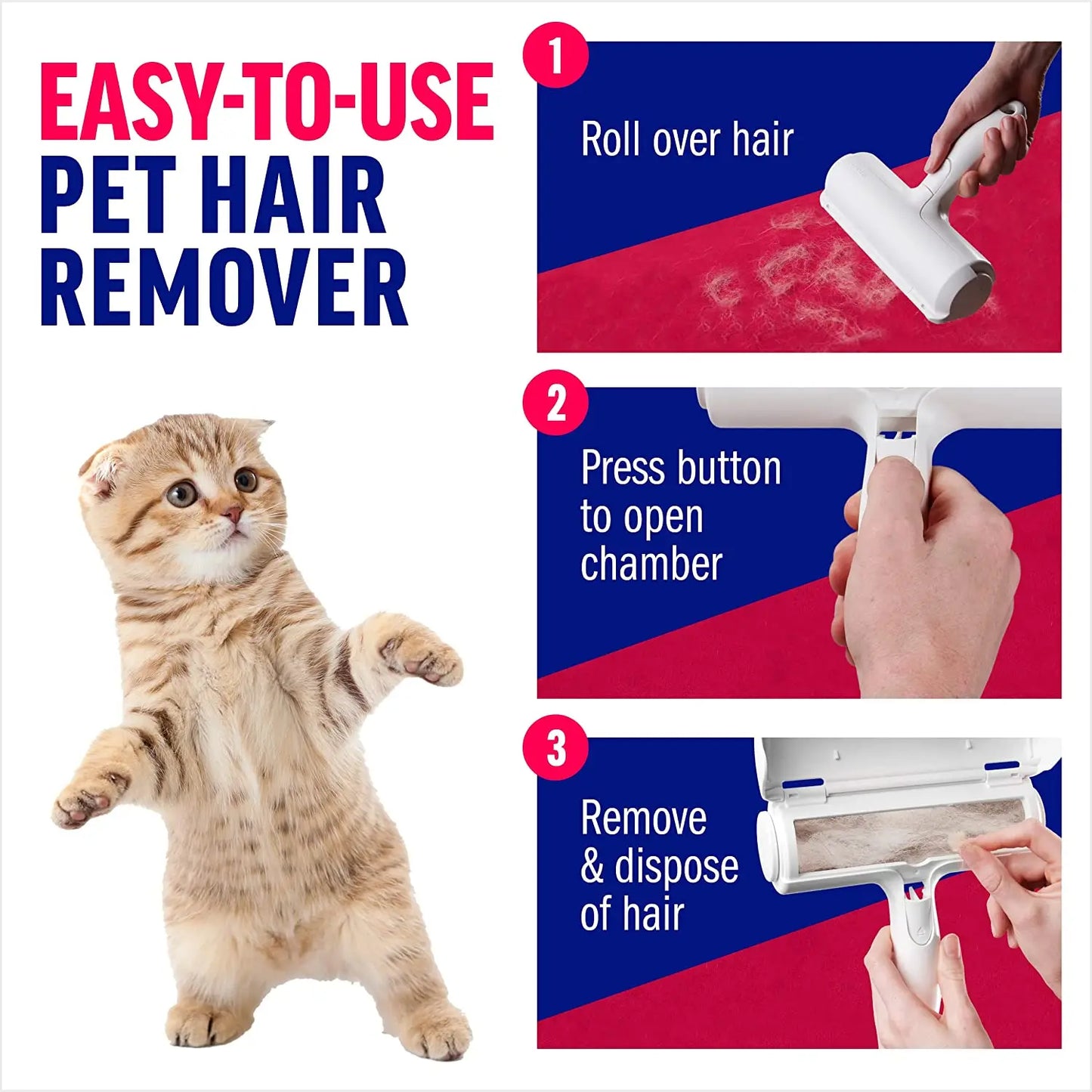 Brosse Magique Anti Poils Animaux - Rouleau Nettoyant Réutilisable pour Chiens et Chats